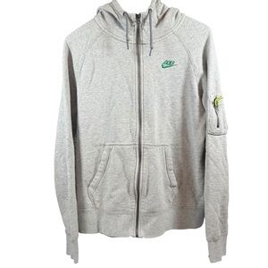 Vintage Nike Gray and Green Golf Full-Zip Hoodie with Green Logo